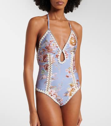 Awaken floral crochet-trimmed swimsuit | Zimmermann