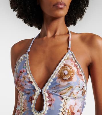 Awaken floral crochet-trimmed swimsuit | Zimmermann