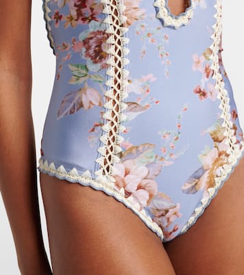 Awaken floral crochet-trimmed swimsuit | Zimmermann