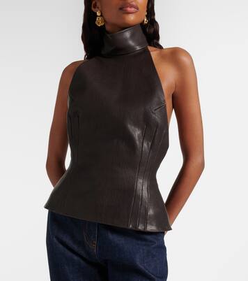 Top de piel con cuello halter | Magda Butrym