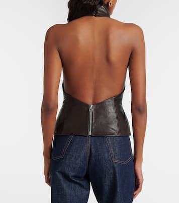 Top de piel con cuello halter | Magda Butrym