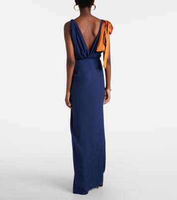 Bow-detail draped silk satin gown | Saint Laurent