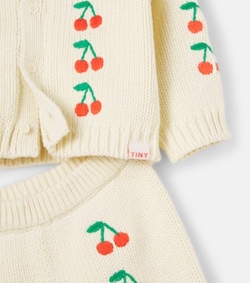 Baby embroidered cotton cardigan and pants set | Tinycottons