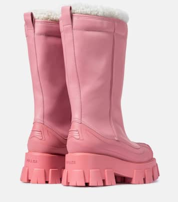 Stivali Monolith in pelle e shearling | Prada