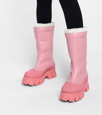 Stivali Monolith in pelle e shearling | Prada