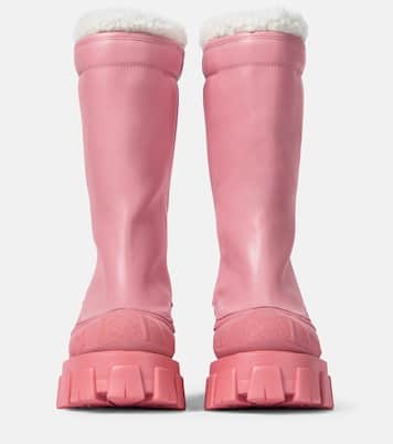 Stivali Monolith in pelle e shearling | Prada