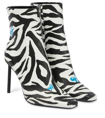 Allen zebra-print leather ankle boots | Off-White