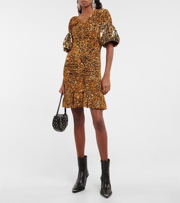 Embellished animal-print ruched minidress | Rabanne