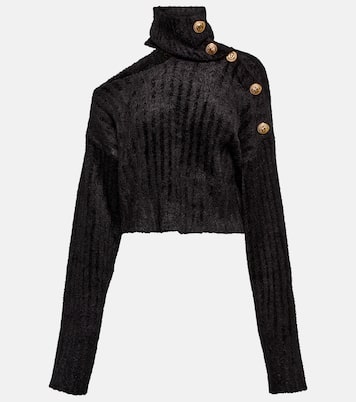 Jersey cropped de cuello alto con abertura | Balmain