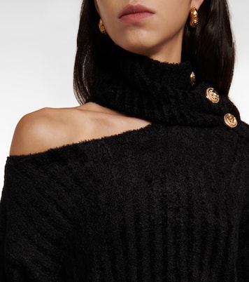 Jersey cropped de cuello alto con abertura | Balmain