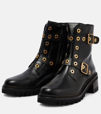 Embellished leather ankle boots | See By Chloé