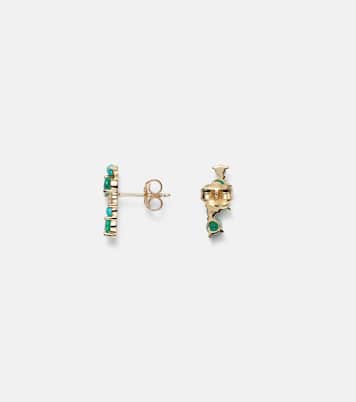 Boucles d’oreilles en or 14 carats, diamants et émeraudes | Sydney Evan