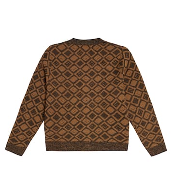 Cardigan Face Tiles en laine et coton | Acne Studios Kids