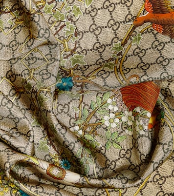 Foulard in twill di seta con stampa | Gucci