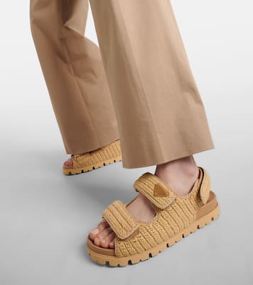 Monolith crochet raffia-effect sandals | Prada