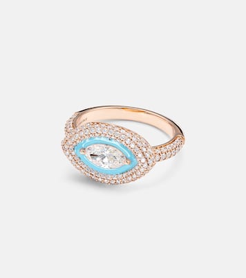 Anello per mignolo Marquise Eye in oro rosa 18kt con diamanti | Kamyen