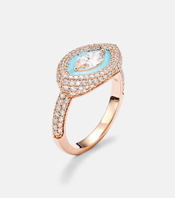 Anello per mignolo Marquise Eye in oro rosa 18kt con diamanti | Kamyen