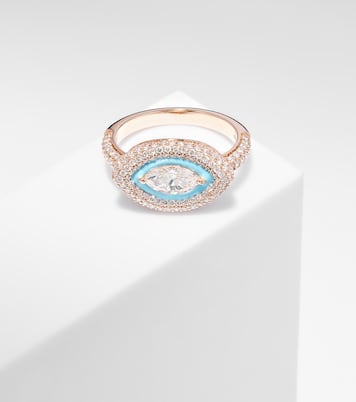 Anello per mignolo Marquise Eye in oro rosa 18kt con diamanti | Kamyen