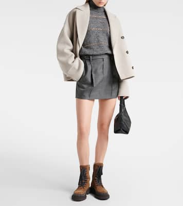 Pleated virgin wool miniskirt | Brunello Cucinelli