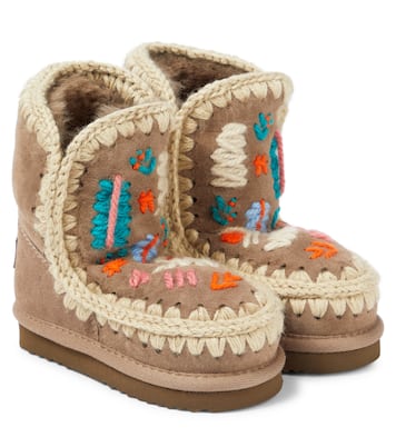 Bestickte Schneestiefel aus Veloursleder | Mou Kids