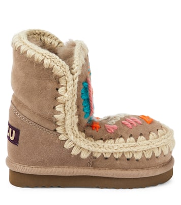 Bestickte Schneestiefel aus Veloursleder | Mou Kids