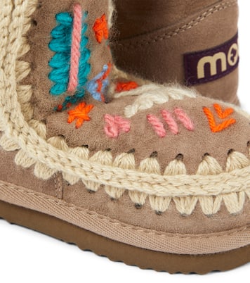 Bestickte Schneestiefel aus Veloursleder | Mou Kids