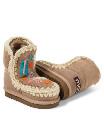 Bestickte Schneestiefel aus Veloursleder | Mou Kids