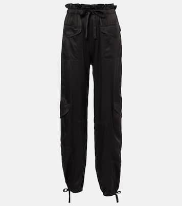 High-rise satin cargo pants | Ganni