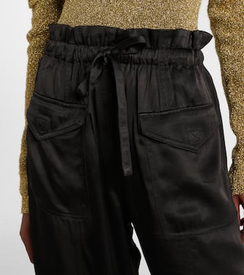 High-rise satin cargo pants | Ganni