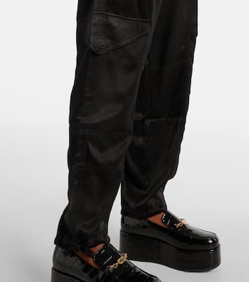 High-rise satin cargo pants | Ganni