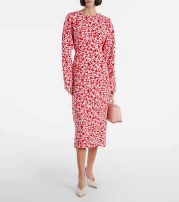 Abito midi Enver in raso con stampa | Marni