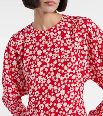 Abito midi Enver in raso con stampa | Marni