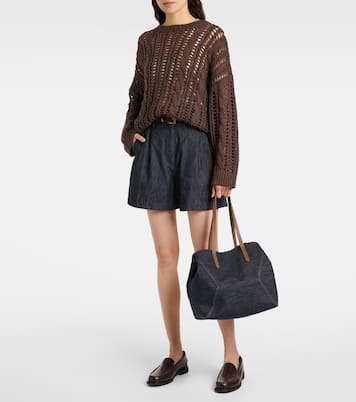Borsa Duo Large in denim | Brunello Cucinelli