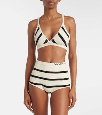 Bralette e slip in misto cotone a righe | Moncler