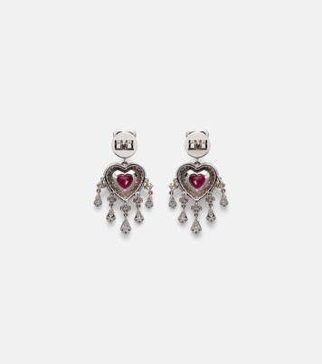 Orecchini Heart in oro bianco 18kt con diamanti | Kamyen