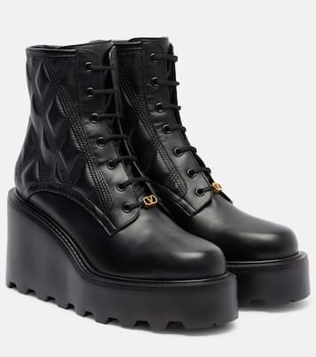 Quiltie 67 leather lace-up boots | Valentino Garavani