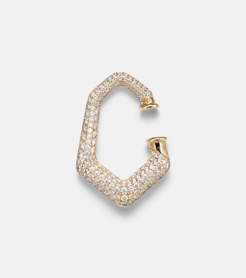 Carved 18kt gold ear cuff with diamonds | Ananya