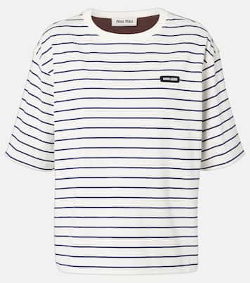 Camiseta de algodón a rayas | Miu Miu