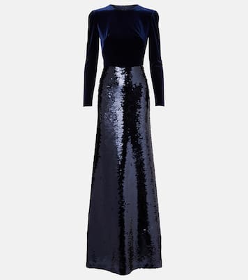 Robe longue en velours à sequins | Monique Lhuillier