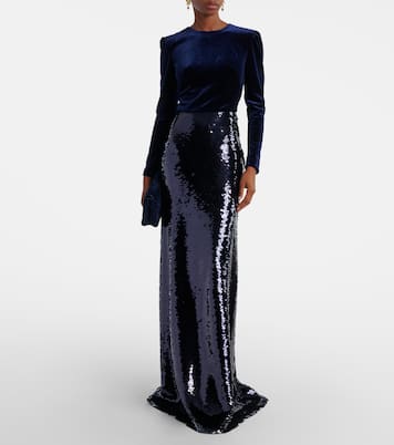Robe longue en velours à sequins | Monique Lhuillier
