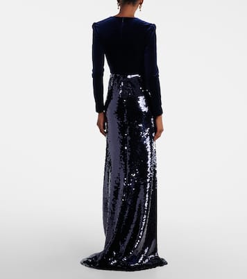 Robe longue en velours à sequins | Monique Lhuillier
