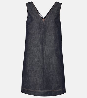 Vestido corto Monili de sarga de algodón | Brunello Cucinelli