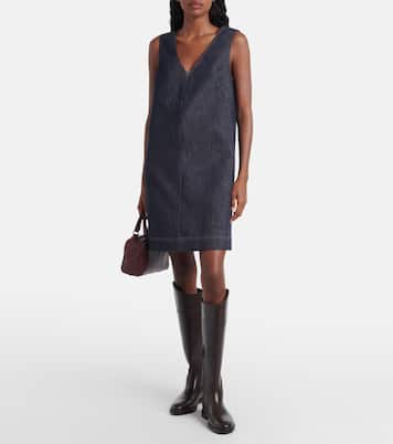 Vestido corto Monili de sarga de algodón | Brunello Cucinelli