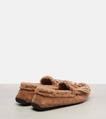 Manon F shearling-lined suede boat shoes | Jimmy Choo
