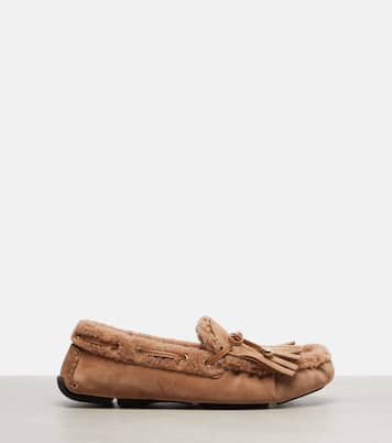 Manon F shearling-lined suede boat shoes | Jimmy Choo