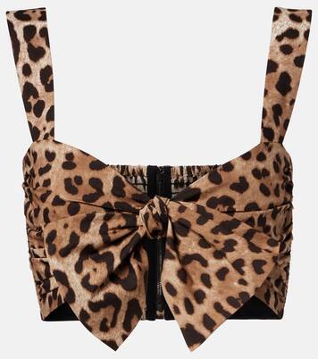 Leopard-print cotton crop top | Dolce&Gabbana