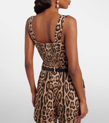 Leopard-print cotton crop top | Dolce&Gabbana