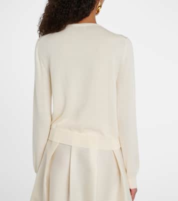 Foxgloves embroidered virgin wool cardigan | Oscar de la Renta
