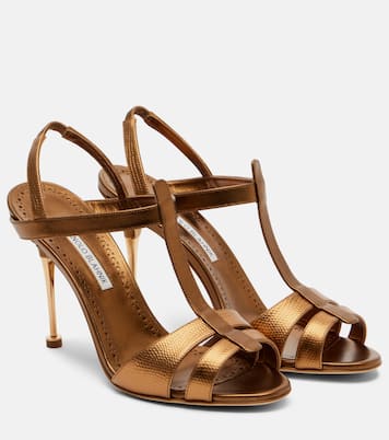 Slingback-Sandalen Retaux 105 aus Metallic-Leder | Manolo Blahnik