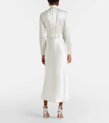 Bow-detail ruffled silk satin midi dress | Alessandra Rich
